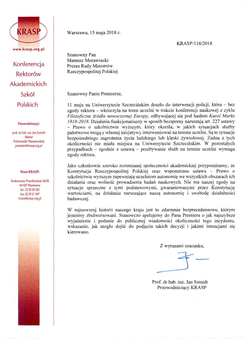 List KRASP do Premiera