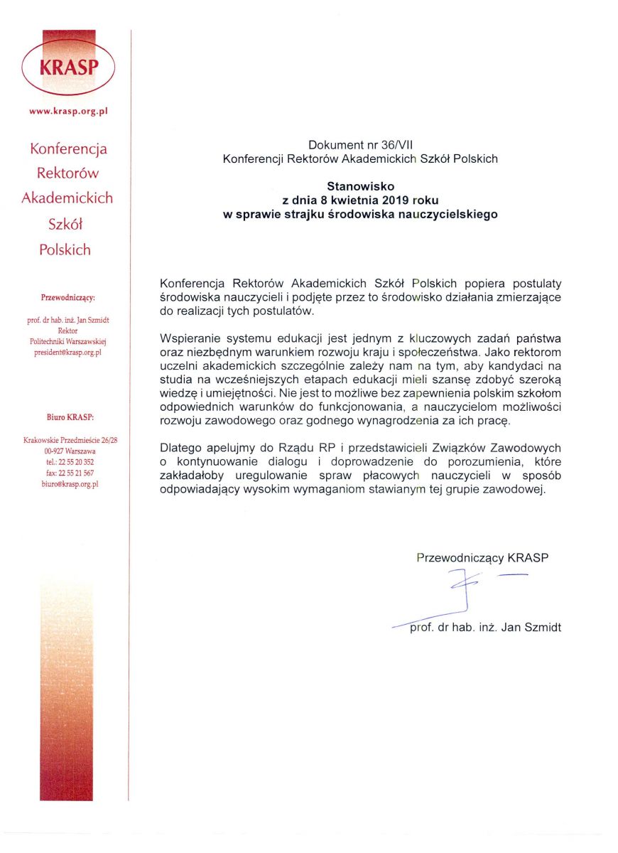 KRASP stanowisko w sprawie nauczycieli