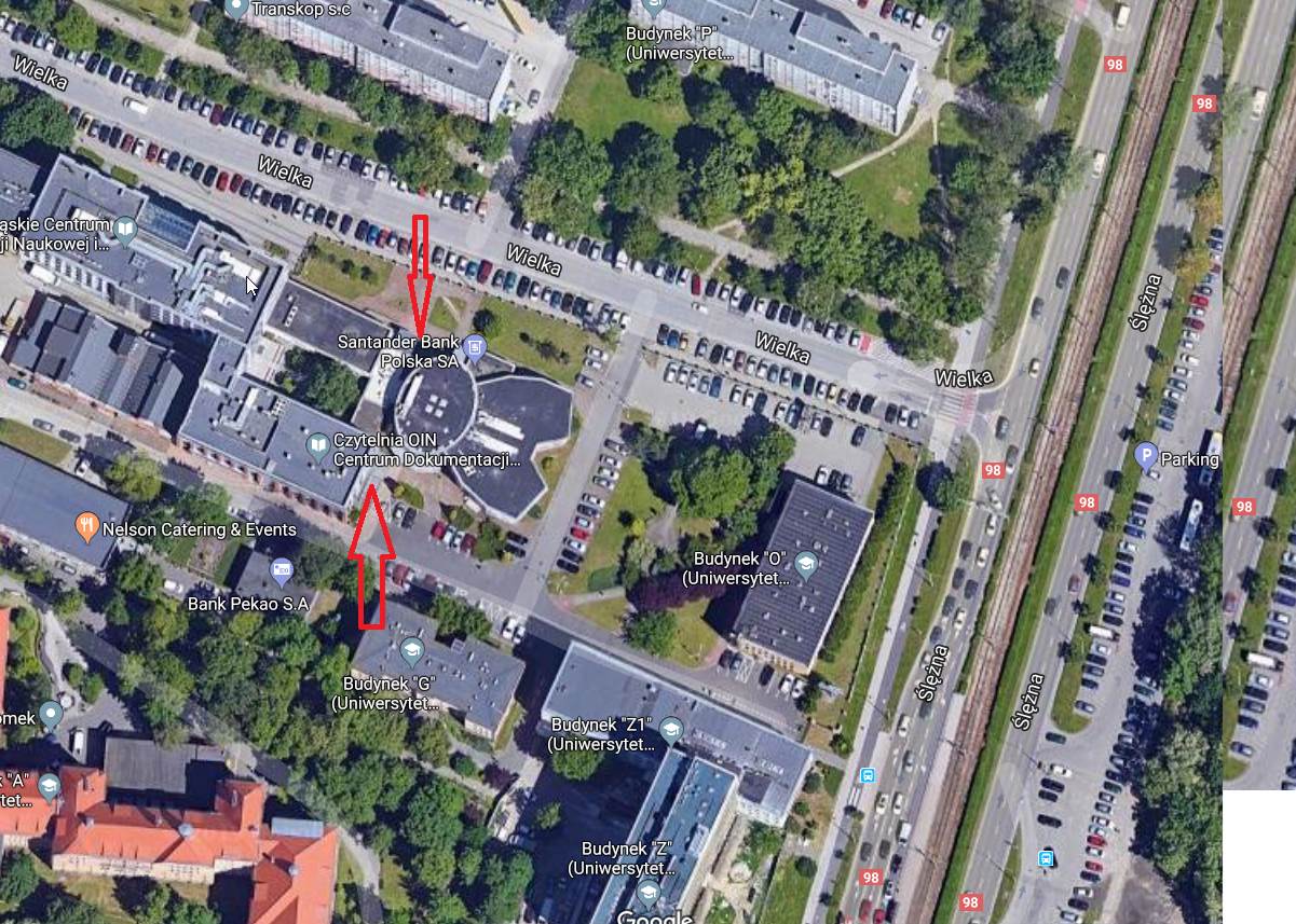 Wejście do budynku - rzut z lotu ptaka
