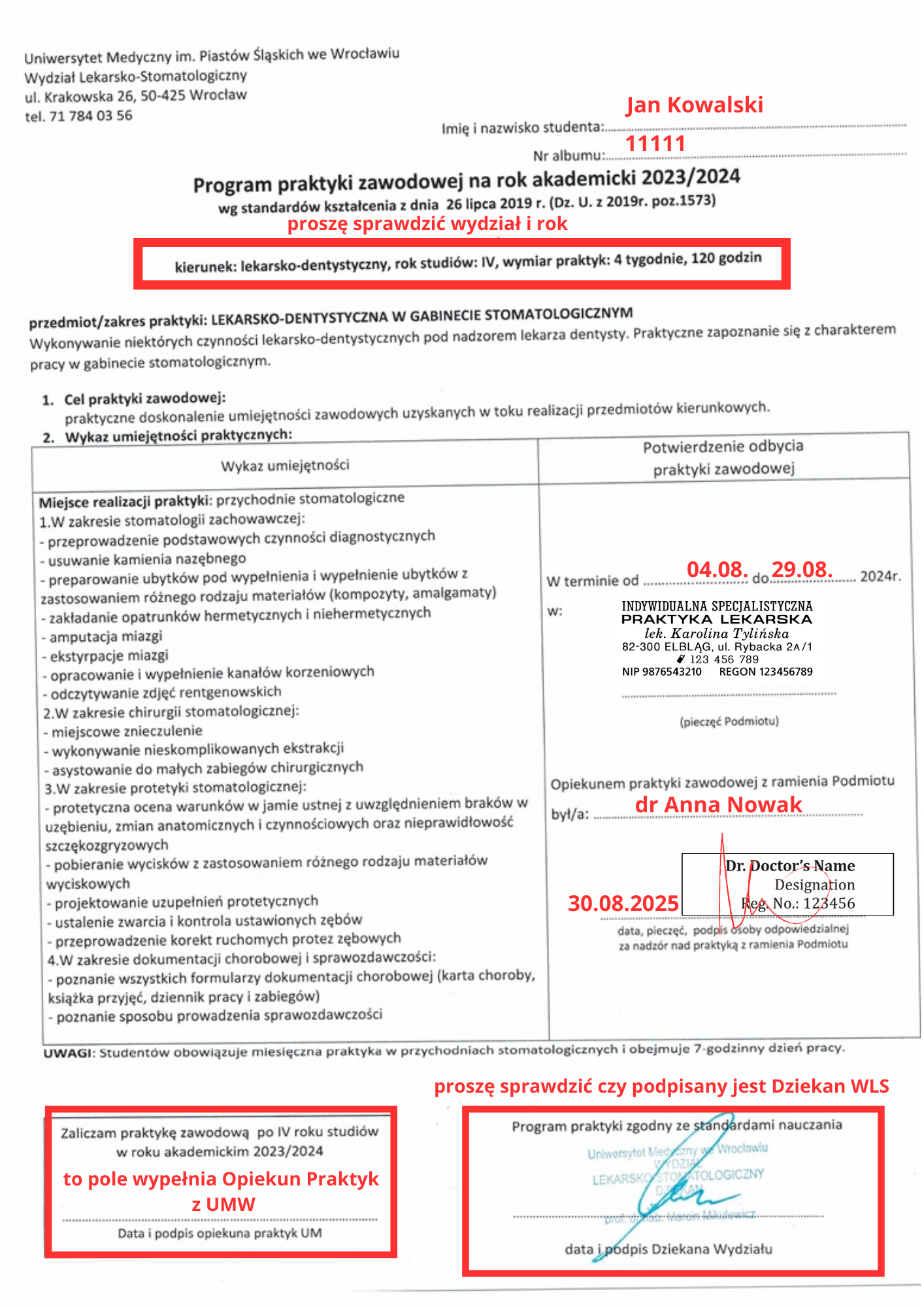 Jak poprawnie wypełnić program praktyk?