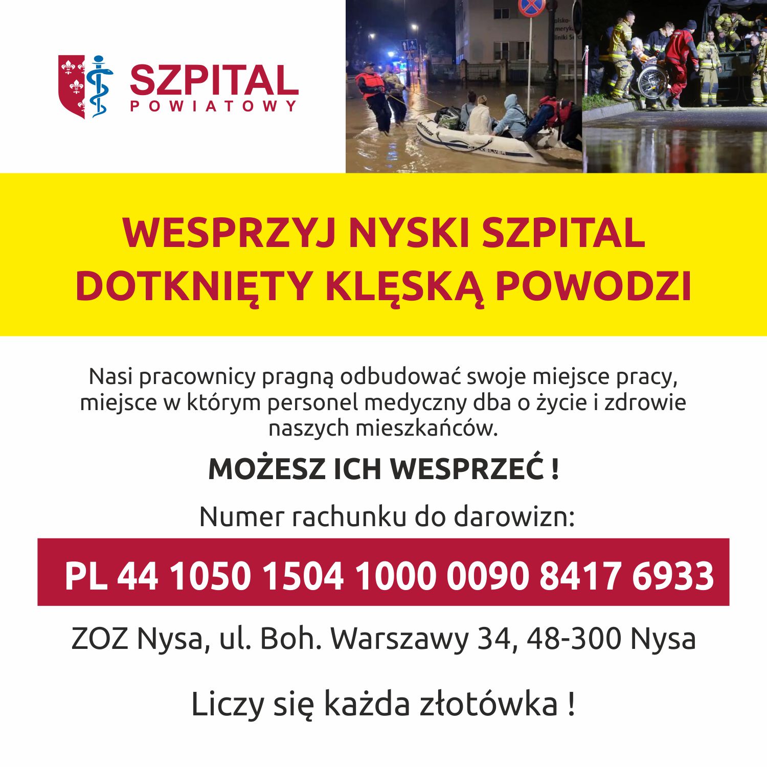 "konto do wpłat szpital w Nysie"