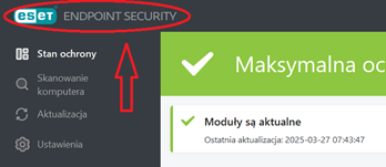 Panel programu Eset