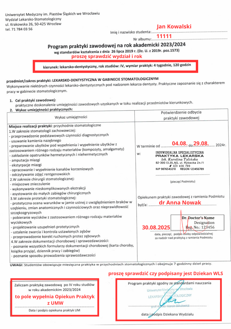 Jak poprawnie wypełnić program praktyk?
