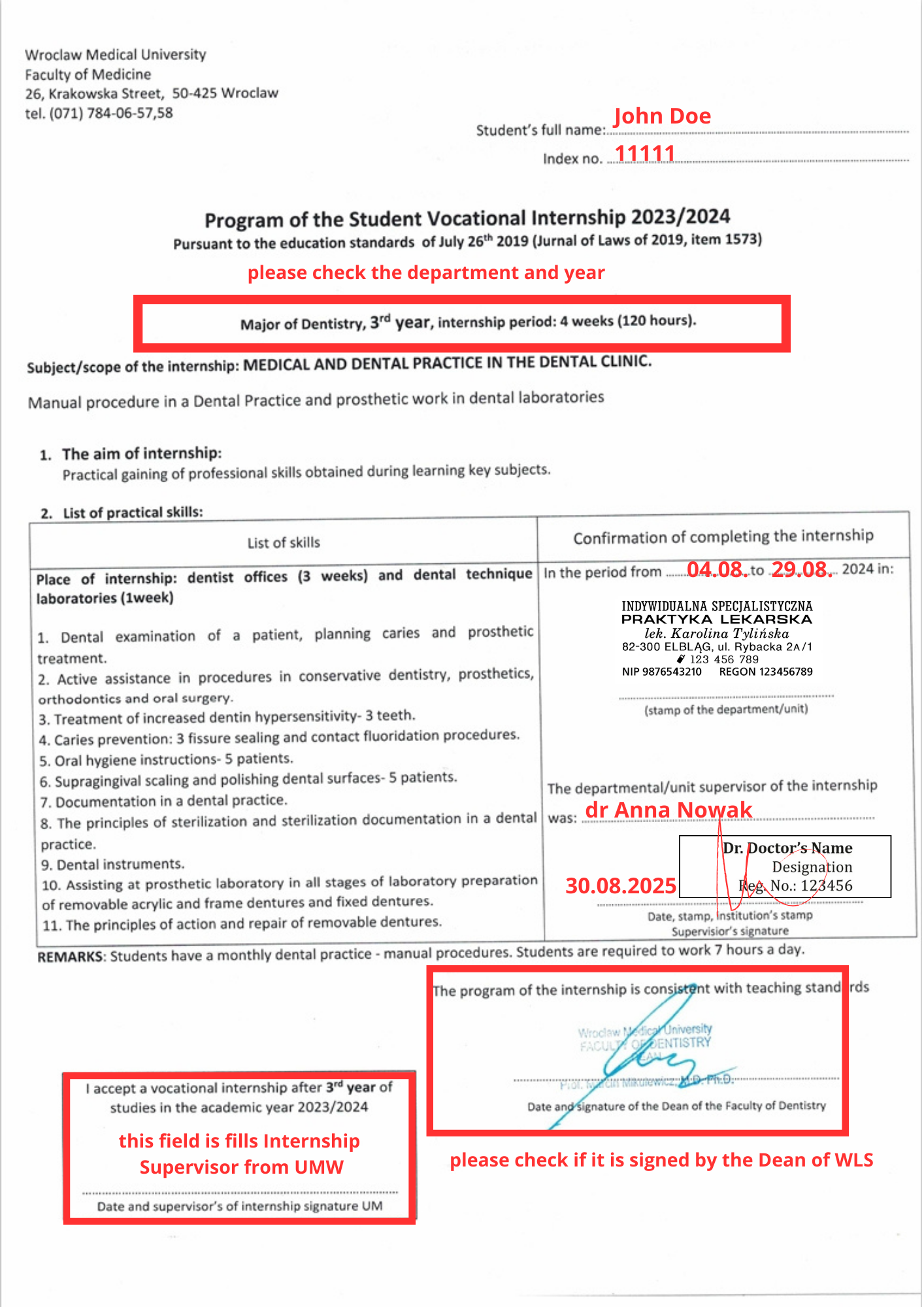 How to properly complete the internship program?