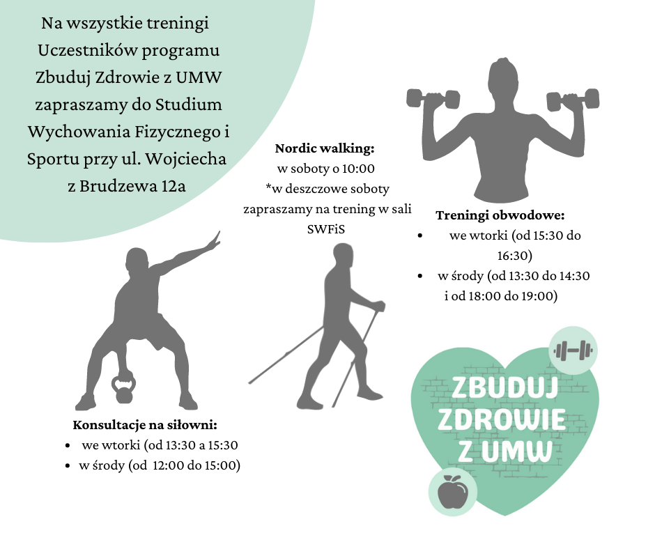 Grafik zajęć sportowych w ramach programu Zbuduj Zdrowie z UMW