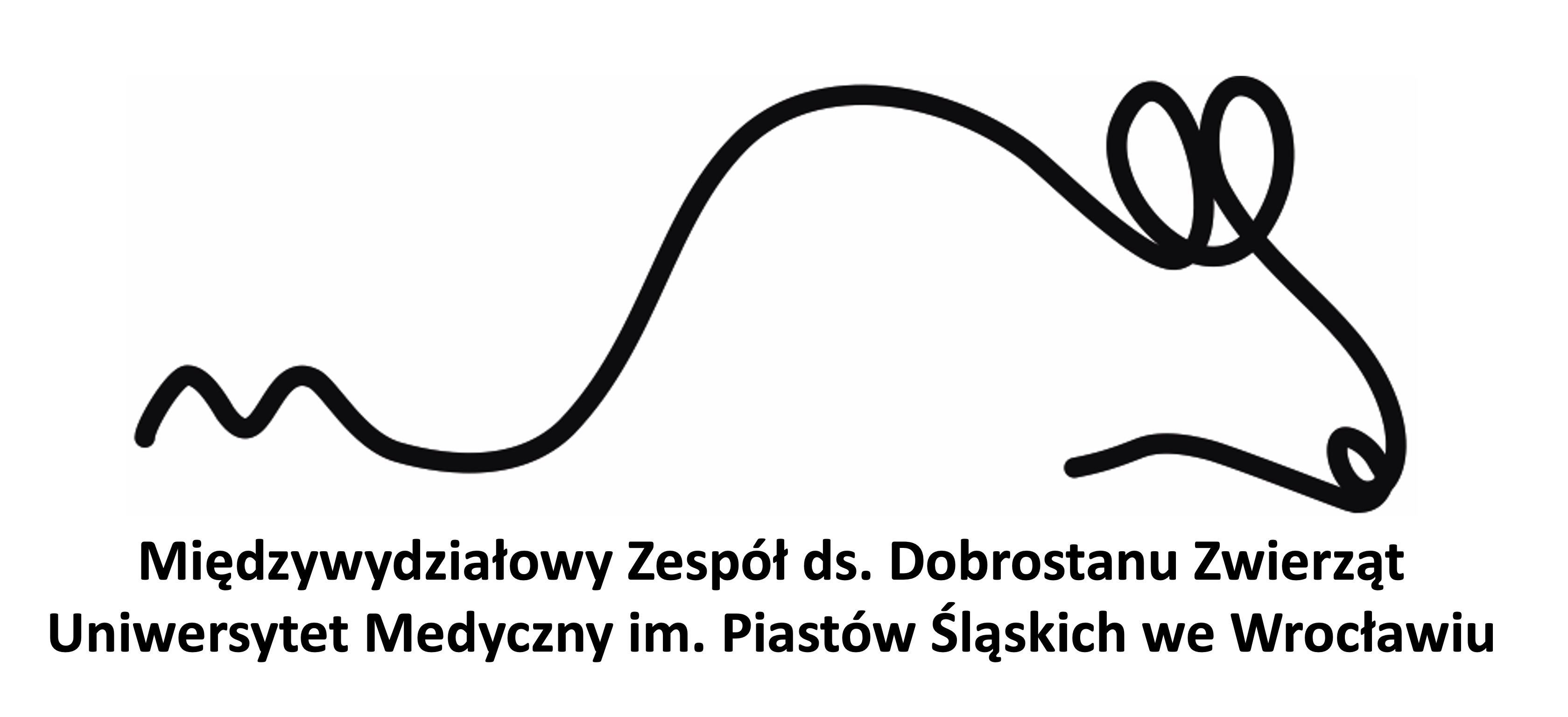 Logo Międzywydziałowego Zespołu ds. Dobrostanu Zwierząt - symboliczne przedstawienie myszy z podpisem poniżej